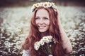 Beautiful woman enjoying field, harmony concept