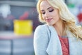 Beautiful woman enjoying the sunny autumn day Royalty Free Stock Photo