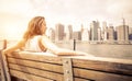 Beautiful woman enjoys the New york skyline