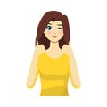 Beautiful woman expression character and emoticon face with gesture