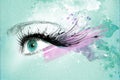 Beautiful woman eye, Artwork with ink in grunge style Royalty Free Stock Photo