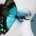 Beautiful woman eye close up with butterfly wings Royalty Free Stock Photo