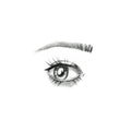 Beautiful woman eye, long eyelashes and eyebrows. Pencil sketch. hand drawn illustration isolated on white background Royalty Free Stock Photo