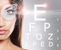 Beautiful woman with eye scanning Royalty Free Stock Photo