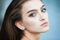 Beautiful Woman Face Portrait Beauty Skin Care Concept. Fashion Beauty Model