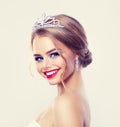 Beautiful Woman Fashion Model in Diamonds Diadem Royalty Free Stock Photo