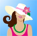 Beautiful woman in fashion summer hat with flower Royalty Free Stock Photo