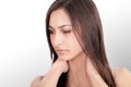 Beautiful Woman Feeling Sick, Having Headache, Painful Body Pain Royalty Free Stock Photo