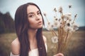 Beautiful woman in field