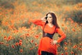 Beautiful Woman in a Field of Poppies Royalty Free Stock Photo