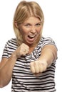Beautiful woman in fighting stance, close-up Royalty Free Stock Photo