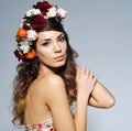 Beautiful woman in flower crown Royalty Free Stock Photo
