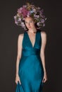 Beautiful Woman in Flower Headpiece Royalty Free Stock Photo