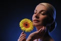 beautiful woman with gerber flower Royalty Free Stock Photo