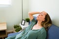 Beautiful woman getting sick with the flu Royalty Free Stock Photo