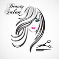 Beautiful woman girl logo vector Royalty Free Stock Photo