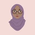 beautiful woman with glasses and headscarf, illustration character Royalty Free Stock Photo