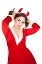 Beautiful woman with halloween devil costume Royalty Free Stock Photo