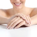 Beautiful woman hands nails with perfect french manicure Royalty Free Stock Photo