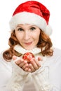 Beautiful woman hat as Santa Royalty Free Stock Photo