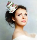 Beautiful woman in hat with roses Royalty Free Stock Photo