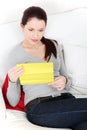 Beautiful woman having a look at the documents. Royalty Free Stock Photo