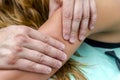 Beautiful woman having a wellness back massage Royalty Free Stock Photo