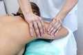 Beautiful woman having a wellness back massage Royalty Free Stock Photo