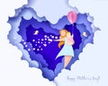 Happy mothers day card. Paper cut style. Royalty Free Stock Photo