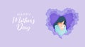 Paper style beautiful woman with her baby. Happy mothers day card. Paper cut style. Vector illustration Royalty Free Stock Photo