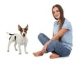 Beautiful woman with her cute dog Royalty Free Stock Photo