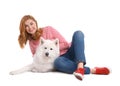 Beautiful woman with her cute dog Royalty Free Stock Photo