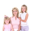 Beautiful Woman With Her Daughters Over White Royalty Free Stock Photo