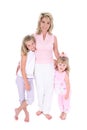 Beautiful Woman With Her Daughters Over White Royalty Free Stock Photo