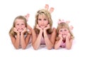 Beautiful Woman With Her Daughters Over White Royalty Free Stock Photo