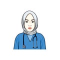 Beautiful Woman Hijab Nurse Illustration, Vector Design