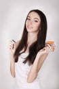 Beautiful Woman Holding Birth Control Pills, Oral Contraceptive Royalty Free Stock Photo