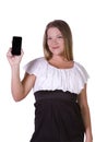 Beautiful Woman Holding a Cell Phone Royalty Free Stock Photo
