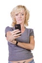 Beautiful Woman Holding a Cell Phone Royalty Free Stock Photo