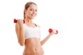 Beautiful woman holding dumbbells Royalty Free Stock Photo