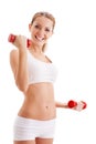 Beautiful woman holding dumbbells Royalty Free Stock Photo