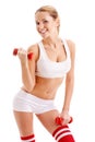 Beautiful woman holding dumbbells Royalty Free Stock Photo