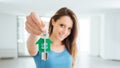 Beautiful woman holding house keys Royalty Free Stock Photo