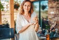 Beautiful woman holding the natural protection crystal. Royalty Free Stock Photo