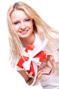 Beautiful woman with holiday gift Royalty Free Stock Photo