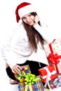 Beautiful woman with holiday gift Royalty Free Stock Photo