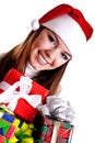 Beautiful woman with holiday gift Royalty Free Stock Photo