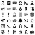 Beautiful woman icons set, simple style Royalty Free Stock Photo