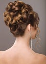 Beautiful woman in image of the bride. Beauty hair. Hairstyle back view Royalty Free Stock Photo