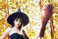 Beautiful woman in an image of a witch Royalty Free Stock Photo